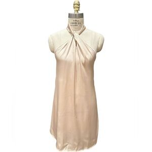 Emery Rose Halter Mini Dress Champagne Satin Size S